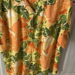 Tommy Bahama Orange and Green Silk Shirt